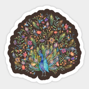 Peacock Watercolor spreading Tail Sticker